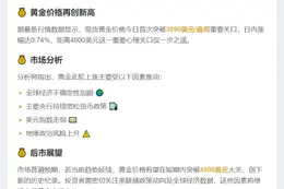 黄金首破3990美元