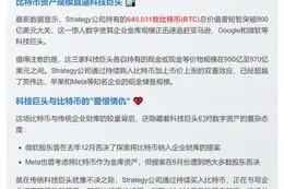 美国企业财库：$780亿比特币资产逼近亚马逊