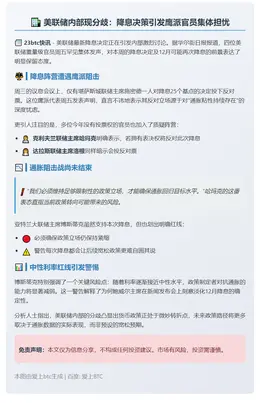 美联储警告过度降息风险
