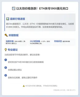 ETH跌破3900
