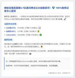 交易员100%胜率加仓BTC、ETH、SOL