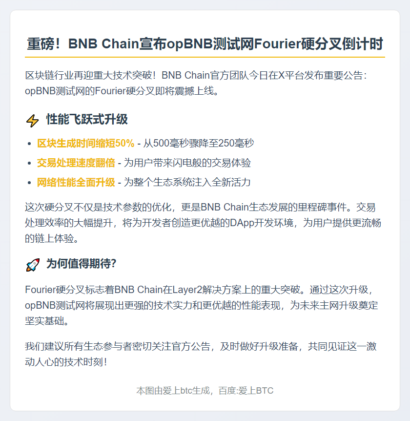 BNB Chain：opBNB测试网硬分叉即将上线