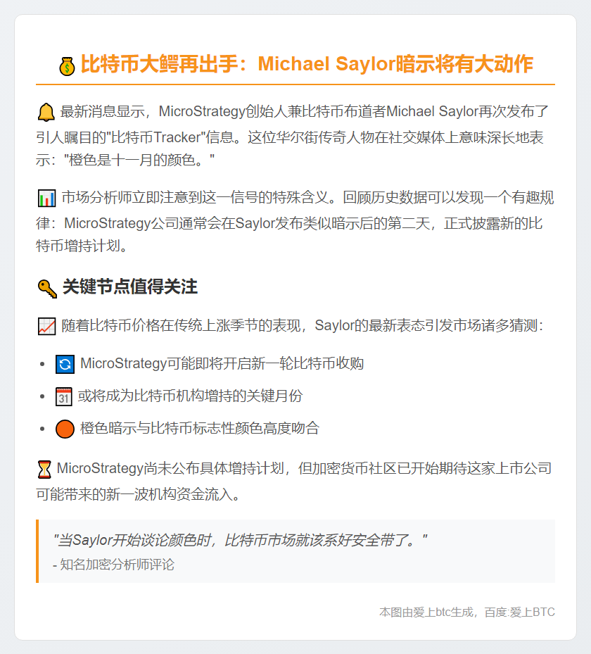 Saylor再发比特币追踪信息