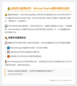 Saylor再发比特币追踪信息