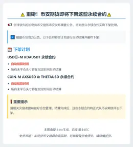 币安下架多个永续合约
