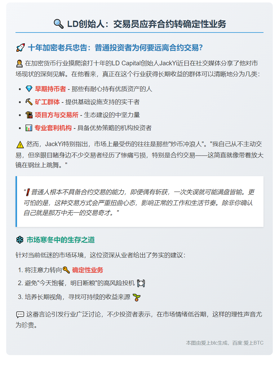 LD创始人：交易员应弃合约转确定性业务
