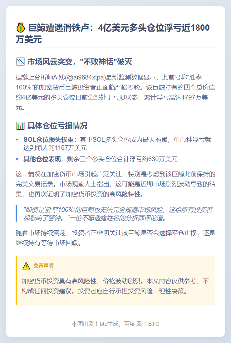 巨鲸四仓浮亏1797万