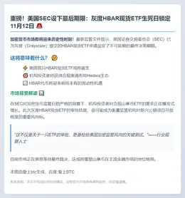 SEC定11月12日为灰度Hedera ETF截止日