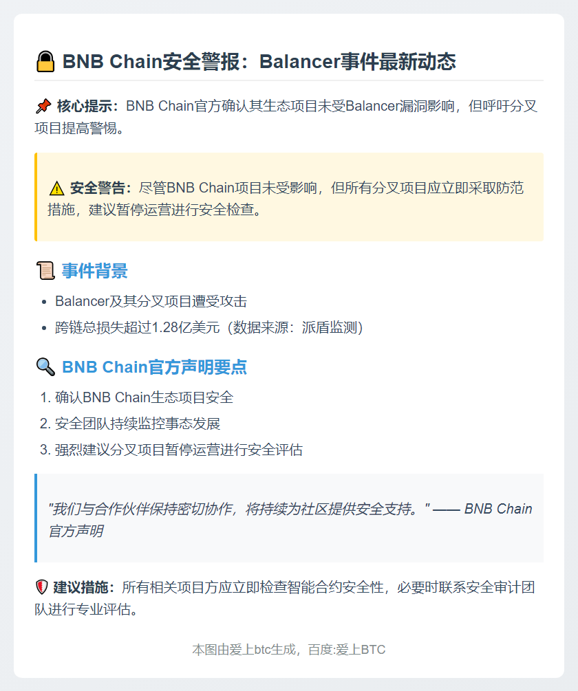 BNB Chain：Balancer事件不影响BNB项目 分叉需警惕