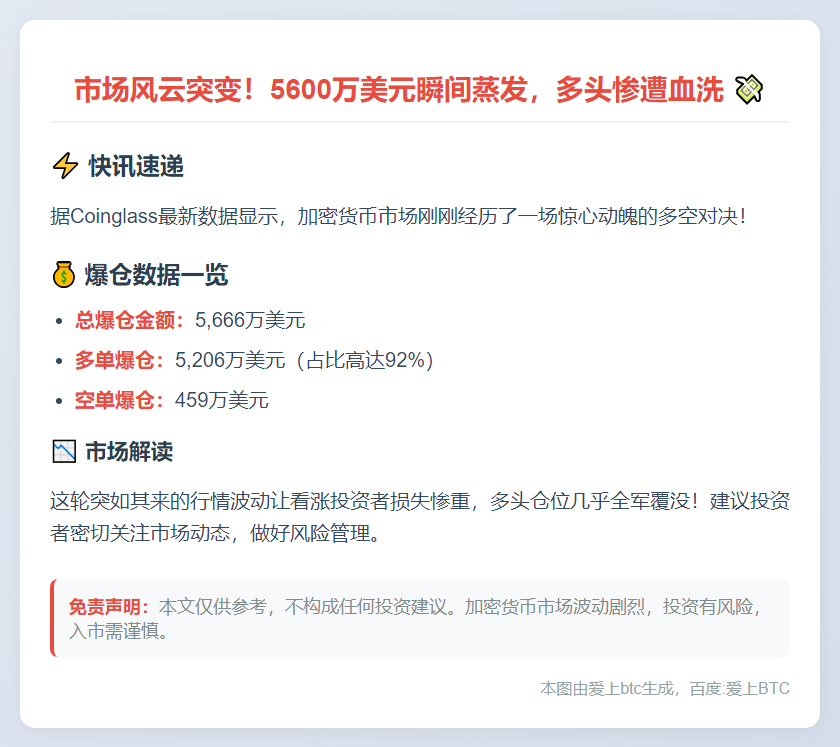 1小时爆仓5600万，多单主爆