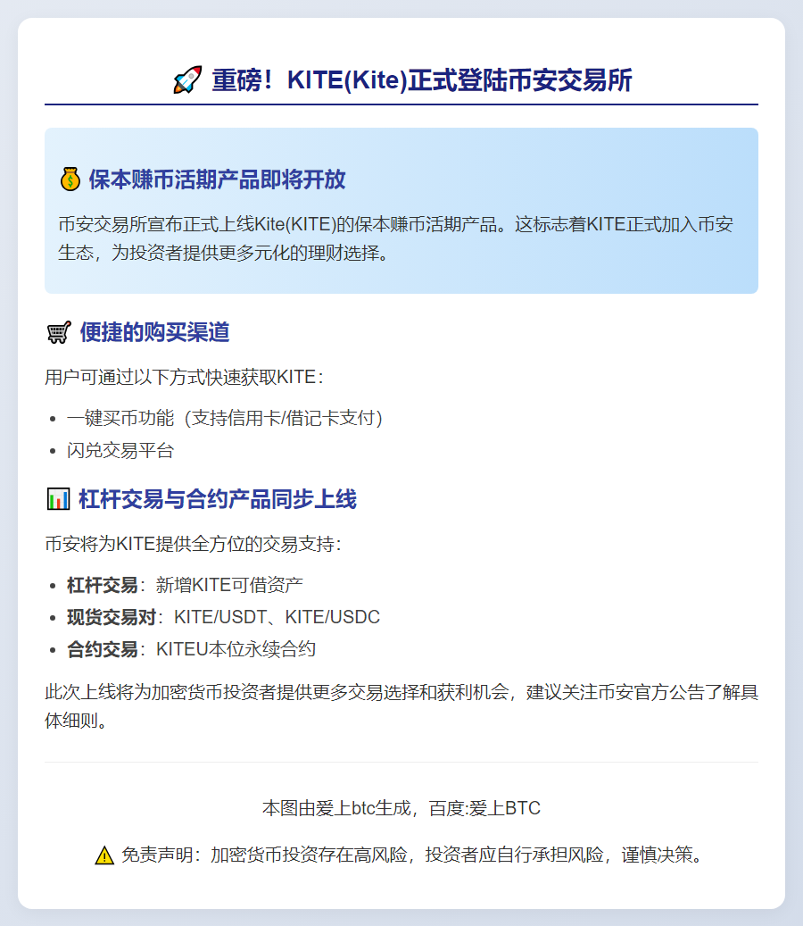 币安上线KITE