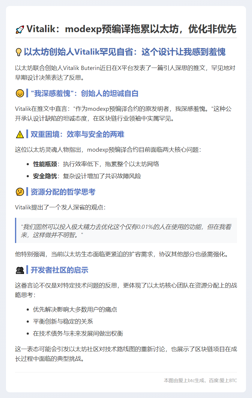 Vitalik：modexp预编译拖累以太坊，优化非优先