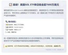 美现货SOL ETF单日流入7010万美元