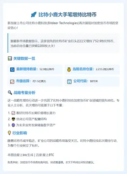 比特小鹿增持53枚比特币 总持仓达2233枚