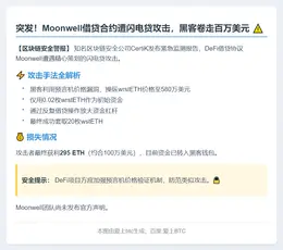Moonwell被黑，损失295 ETH