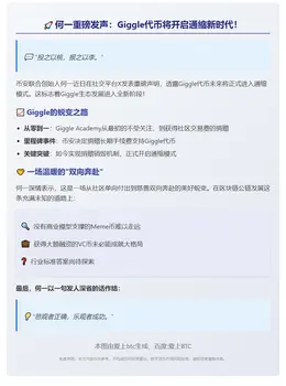 何一：Giggle代币将通缩