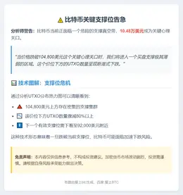 比特币跌破10.48万或失支撑