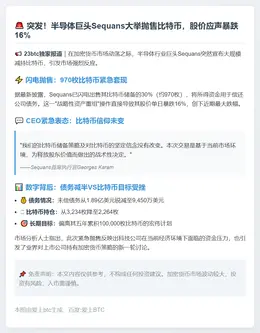 Sequans售比特币减债，股价暴跌16%