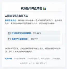 欧股期货走低 斯托克50跌0.8%