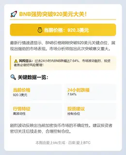 BNB突破920美元