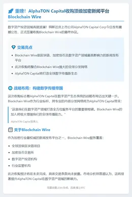 AlphaTON Capital收购Blockchain Wire