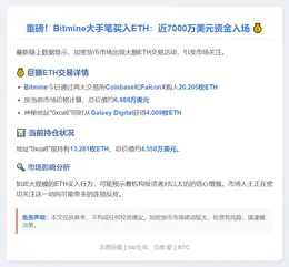 Bitmine获Coinbase等转2万ETH
