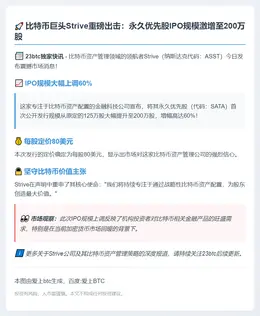Strive上调比特币IPO规模至200万股