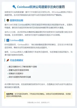 Coinbase欧洲因监控缺陷被爱尔兰央行罚款