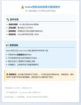 60钱包误输合约地址致Stable预存受阻