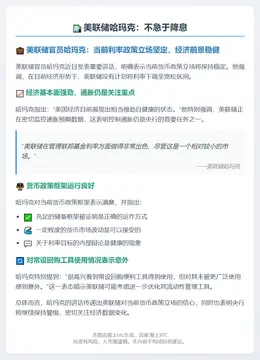 美联储哈玛克：不急于降息