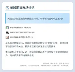 美股期货全线下挫0.1%