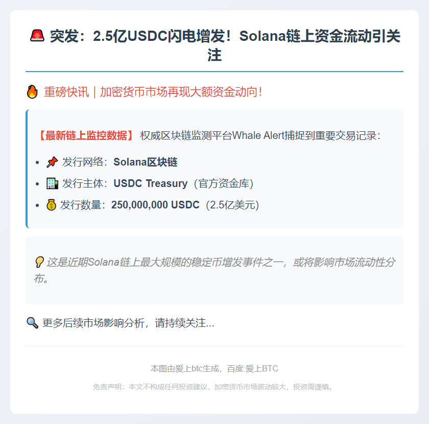USDC增发2.5亿枚上Solana