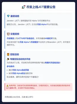 11月10日币安上线JCT