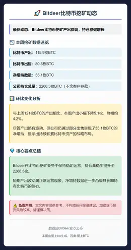 Bitdeer本周挖矿产出115.9枚B