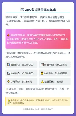 ZEC多头浮盈骤减九成