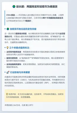 赵长鹏：两国高官称加密币为硬通货