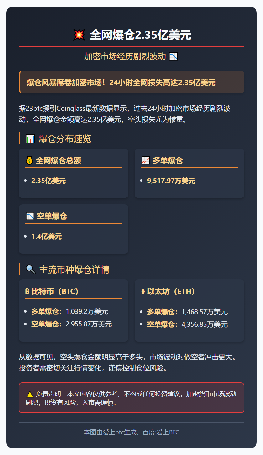 全网爆仓2.35亿美元