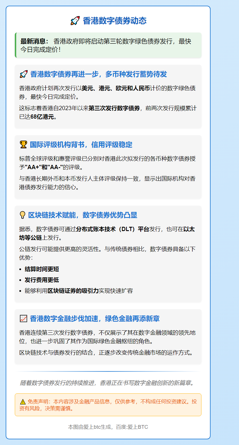 香港第三批数字债最快今日定价