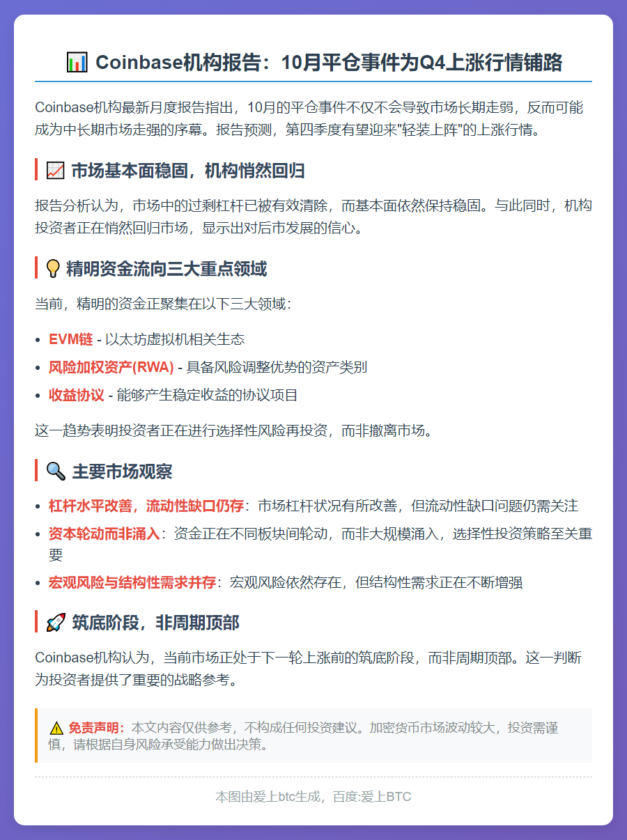 Coinbase：10月平仓为Q4上涨铺路
