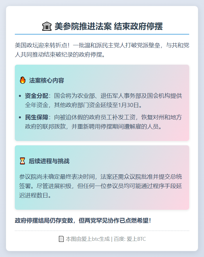 美参院推进法案 结束政府停摆