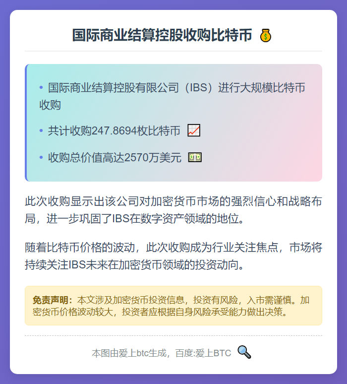 国际商业结算控股收购248枚比特币