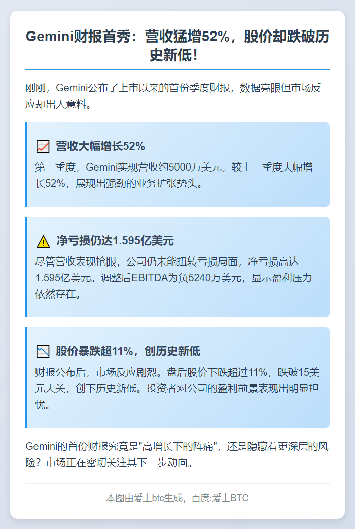 Gemini营收激增52%