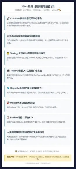 23btc晨讯 | 11月11日隔夜要闻速览