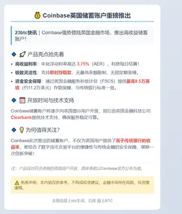 Coinbase在英推储蓄账户，利率3.75%
