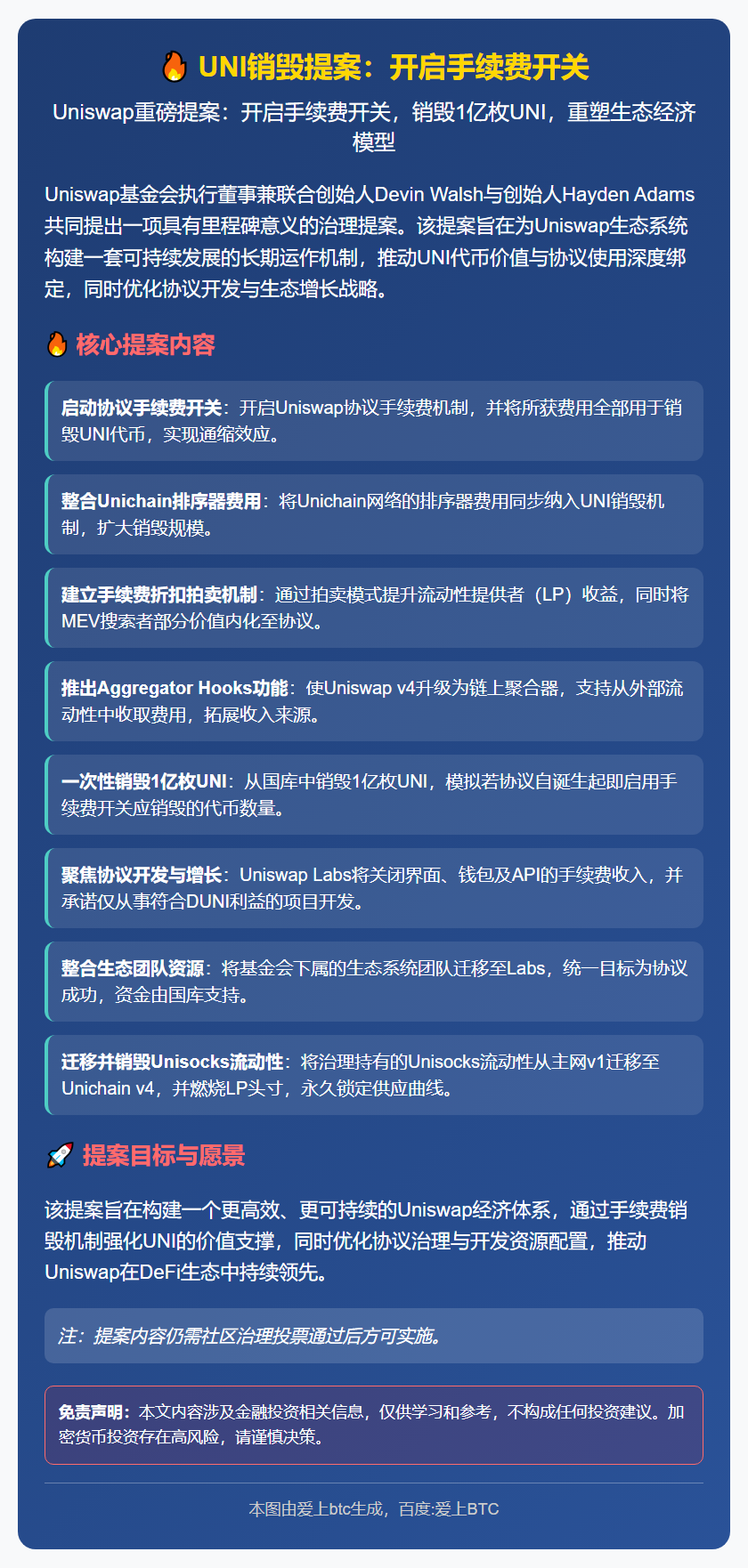 UNI销毁提案：开启手续费开关