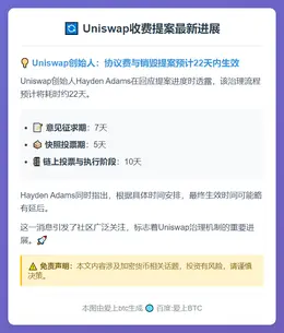 Uniswap收费提案或于22天内生效