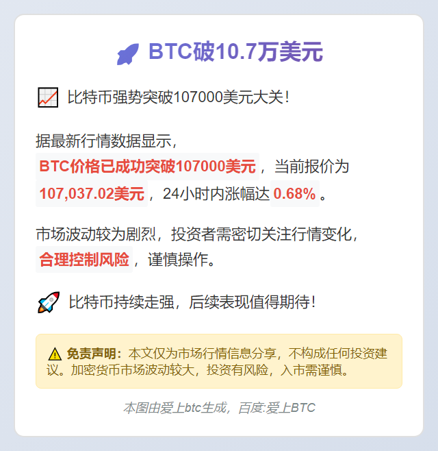 BTC破10.7万美元