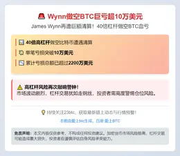 Wynn做空BTC巨亏超10万美元