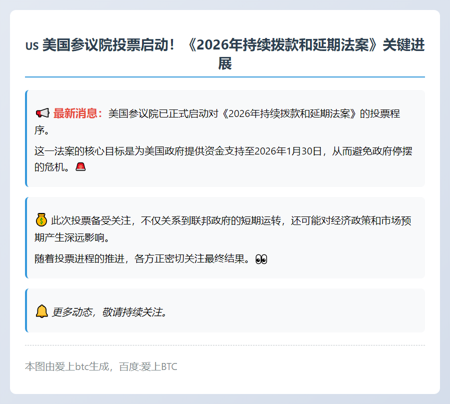美参议院投票2026财年拨款法案