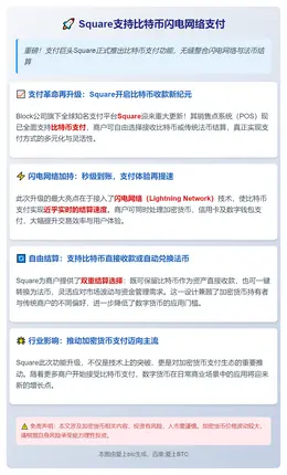 Square支持比特币闪电网络支付